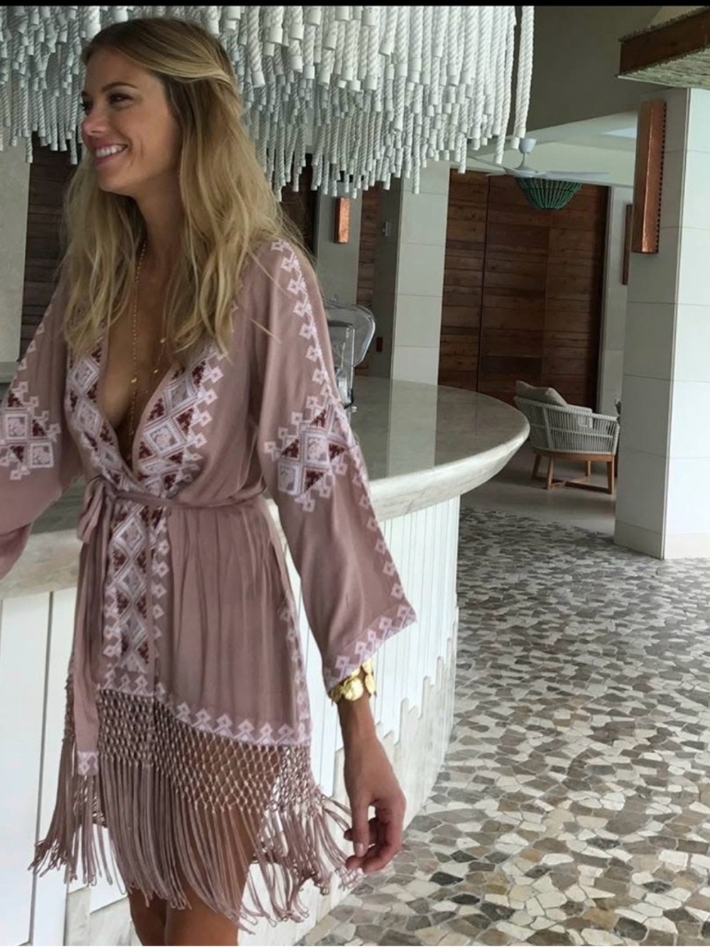 NWT Melissa Odabash Embroidered coverup Dusty Rose Mauve O/S